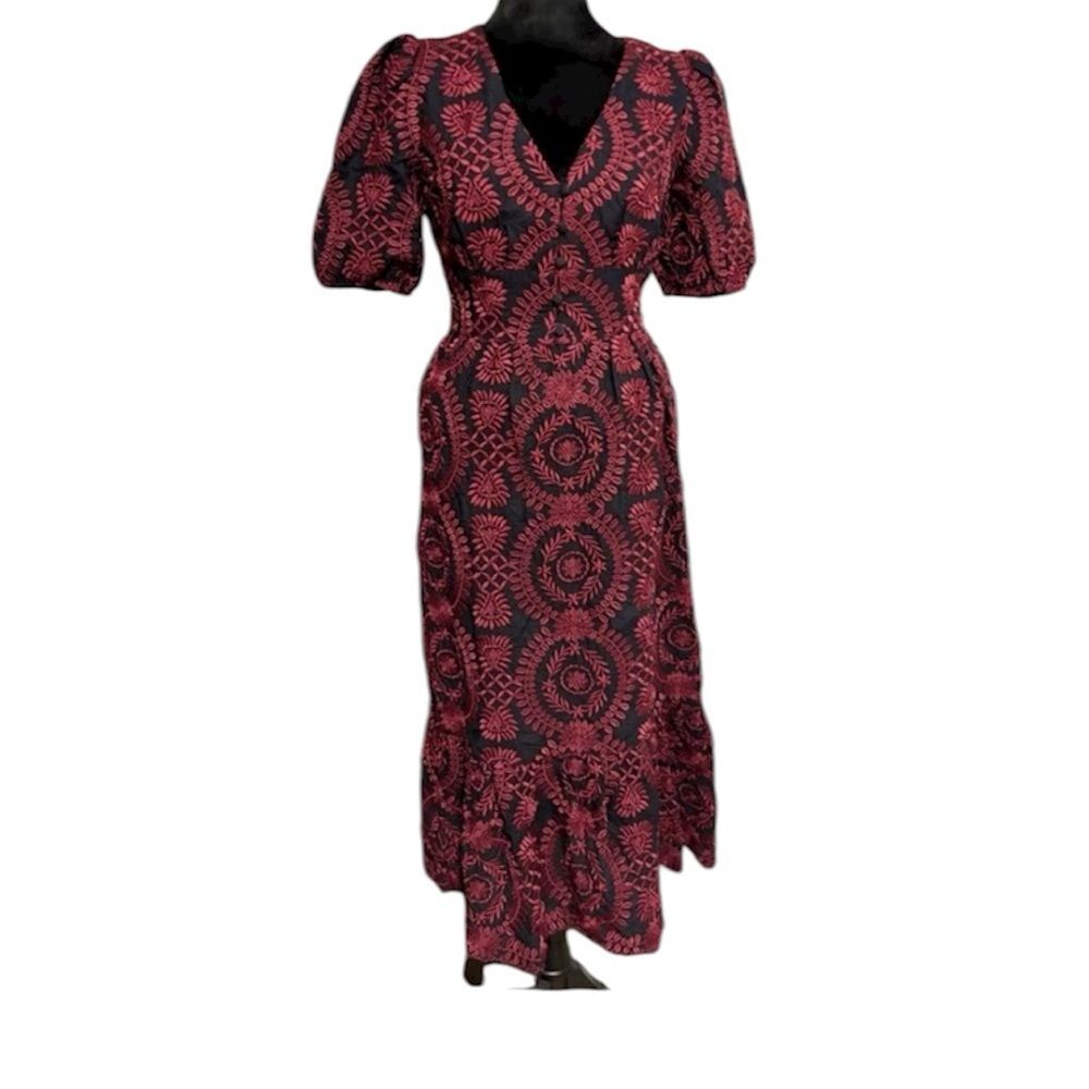 New Adelyn Rae Eyelet Embroidered Midi Dress Size Med